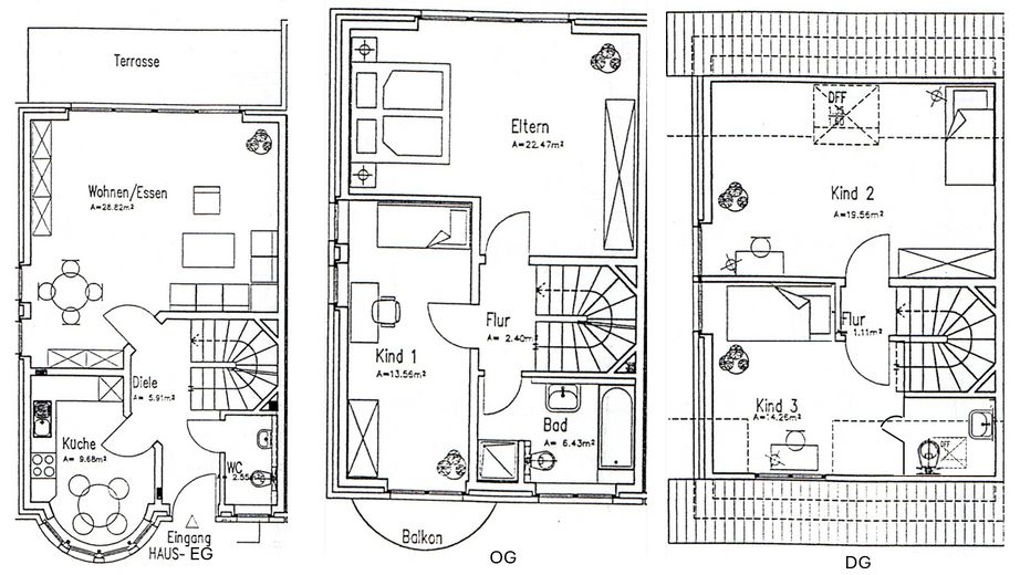 Casa a schiera di testa in posizione centrale a Paderborn – Grundriss 1