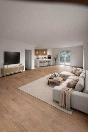✨ Modernes Neubau-Einfamilienhaus 3 Schlafzimmer Garten Fussbodenheizung Erstbezug ✨ – Wohnzimmer mit KI gearbeitet