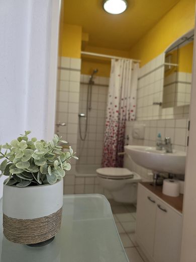 Gemütliche Pendlerwohnung voll möbliert / löffelfertig + Fußbodenheizung (TG-Wohnung) – Badezimmer