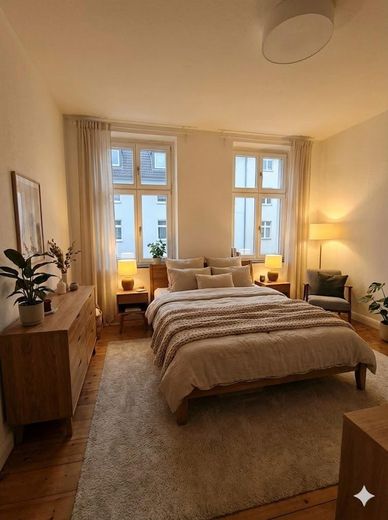 Exklusiver Altbaucharme – Erstbezug nach Sanierung – Schlafzimmer (KI möbeliert)