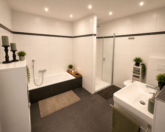 Premium-Gartenwohnung | Voll möbliert | 15 Min. bis Frankfurt – Bad