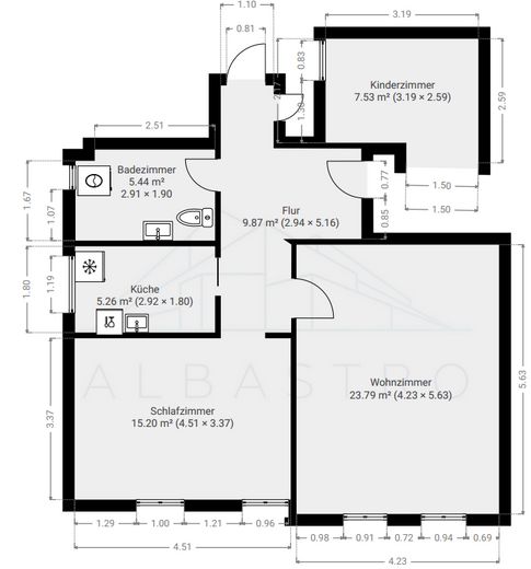 Helle 3-Zimmer-Wohnung mit Keller in Niemegk zu vermieten – EG grundriss.