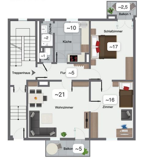 Hochwertig sanierte 3-Zimmer-Altbauwohnung mit EBK und Balkon in Bestlage des Johannesviertels – Grundriss