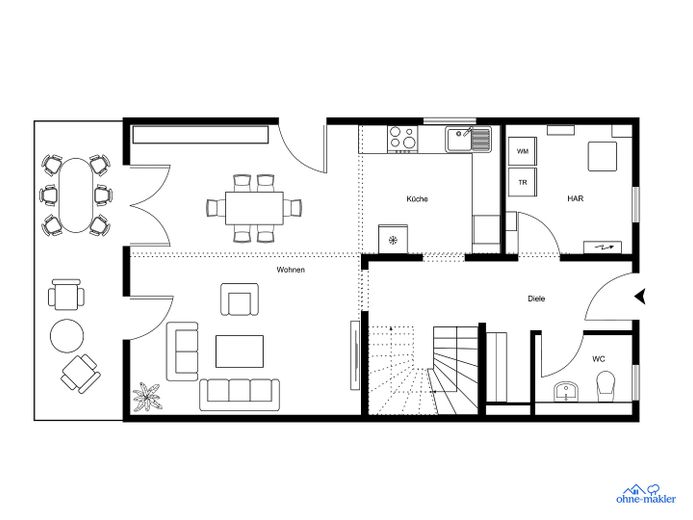 Neubau-Doppelhaushälfte (5 Zi.) mit Garten & Stellplatz – nur noch 1 verfügbar | nahe Berlin/Potsdam – 2D-Grundriss EG
