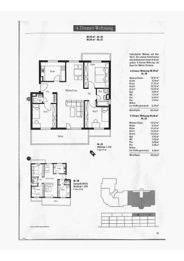 Renovierte 4-ZKB mit Terrasse und Balkon ins Grüne, EBK, 2 Stellplätze – bezugsfrei, provisionsfrei – Grundriss