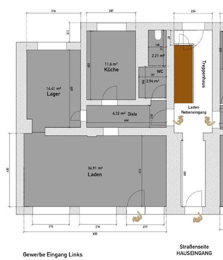 Commercial unit for pizza, delivery service and other fast food or retail – Grundriss EG