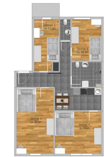 Stanza in appartamento condiviso in posizione centrale – libera da subito / Bönerstraße 6, Norimberga / 2° piano / WE5 / Zi.1 – Grundriss