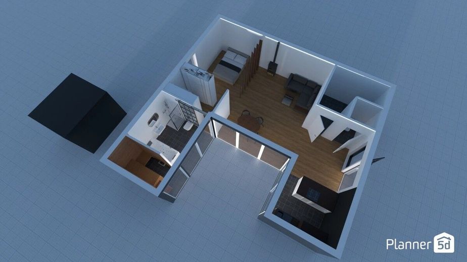 Exquisites Baugrundstück inkl. Baugenehmigung für einen Designer Bungalow mit ca. 77 qm Wohnfläche – Grundriss Visualisierung