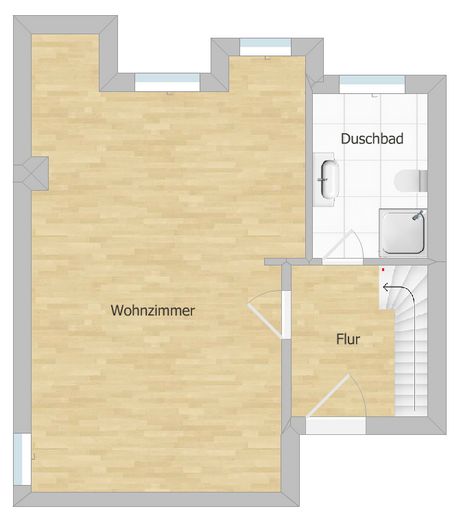 Maisonette mit gehobener Ausstattung und Tiefgarage (Nutzfläche ca. 60m²) – 1. Geschoss
