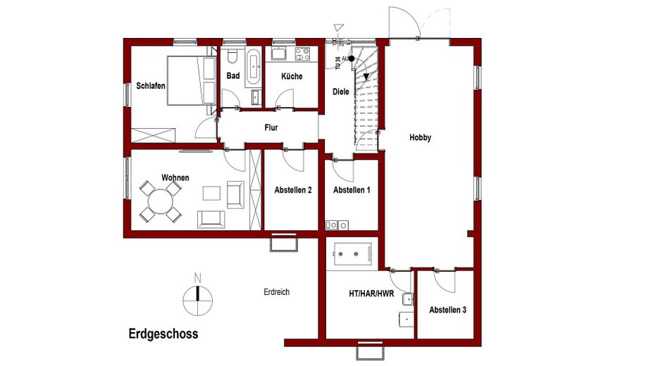 Freistehendes Wohnhaus mit großzügigem Grundstück - provisionsfrei direkt vom Eigentümer – EG-Grundriss