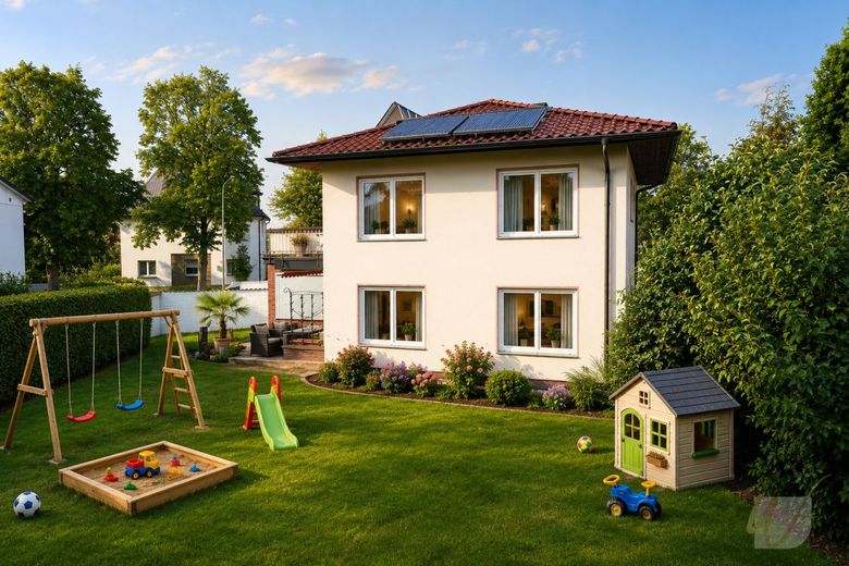 Ampia casa unifamiliare con 184 m² di superficie abitabile su un terreno da sogno di 715 m² – Rückansicht