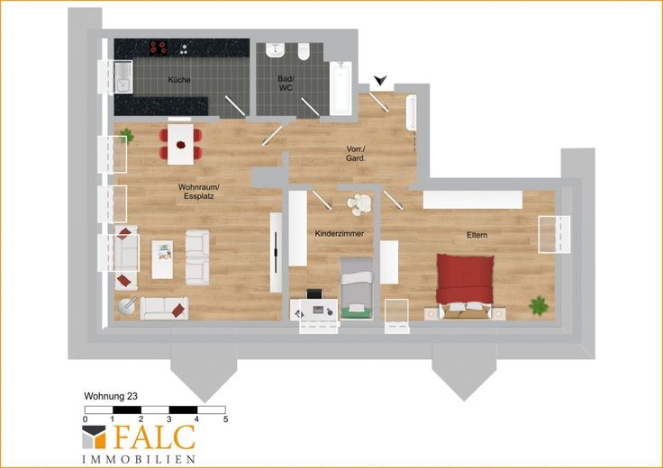 Großstadtleben genießen - FALC Immobilien Heilbronn! – Grundriss Wohnung