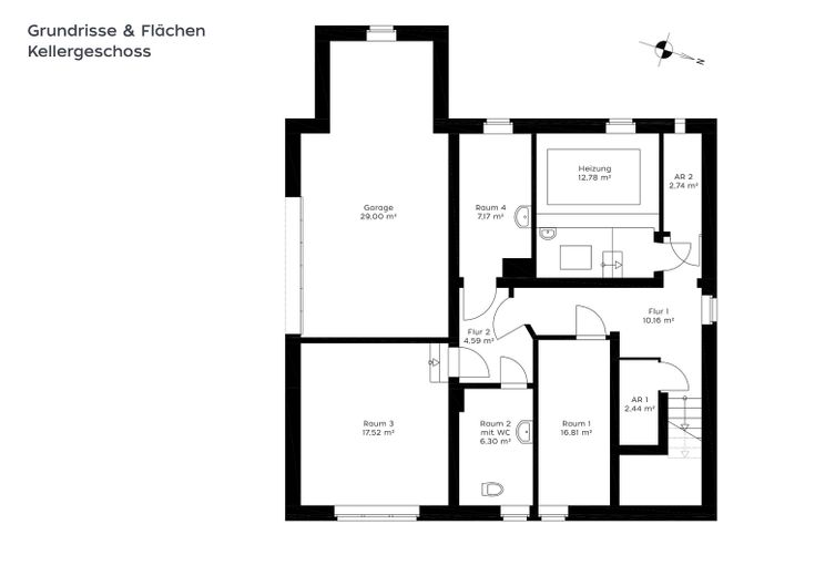 Wohnen + Kapitalanlage: Top gepflegtes, aufwendig saniertes 30er-Jahre-Haus in 1A-Lage Zehlendorf – Grundriss Kellergeschoss