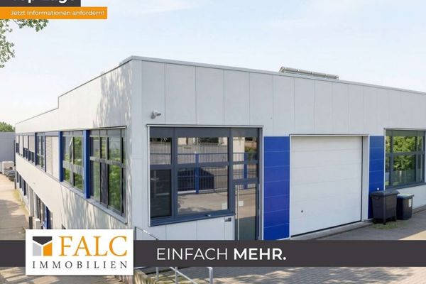 Moderne Gewerbehalle mit Produktionsfläche, Bürobereichen und Betriebswohnung