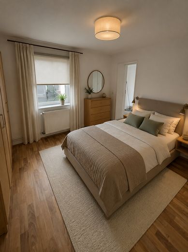 Charmantes Bauernhaus im Ortskern von Bodenheim – Schlafzimmer mit KI unten
