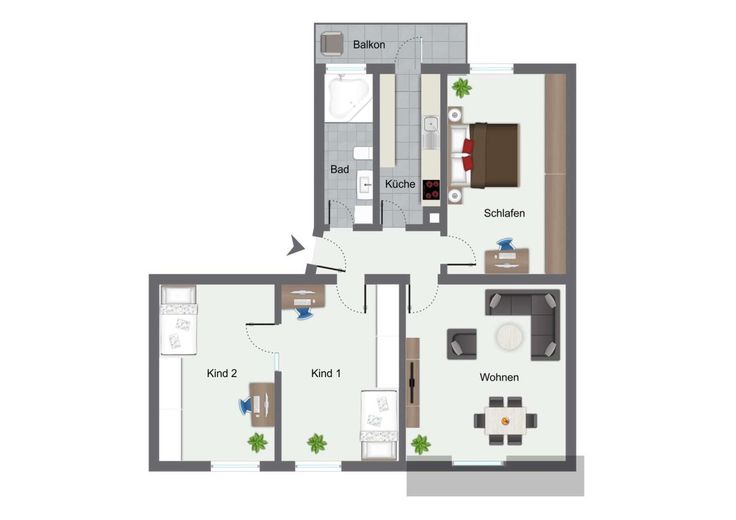 Familienfreundliche 4-Zimmer-Wohnung mit Balkon &amp; Gartenmitnutzung in Wuppertal-Oberbarmen – Grundriss
