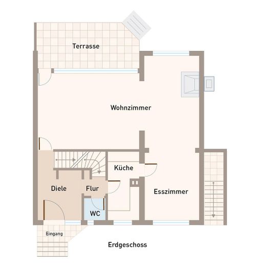 Reiheneckhaus 182 m² im Musikerviertel Hanau mit Garten, provisionsfrei – Grundriss EG