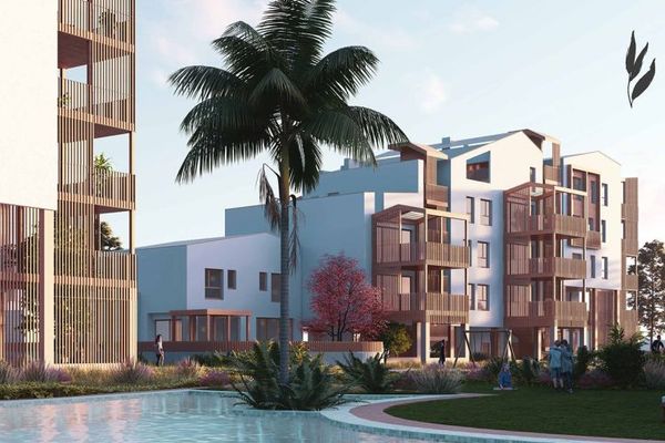 Nachhaltige Appartements mit 3 Schlafzimmern, 2 Bädern, Klimaanlage, Kfz-Stellplatz, Gemeinschaftspool und Beachclub nur 400 m vom Strand