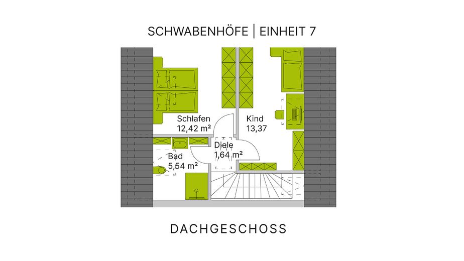 Eenheid 7 – Rijwoning in landelijke stijl met tuin & dubbele garage | KfW-40-QNG, bouw gestart – DG / Einheit 7