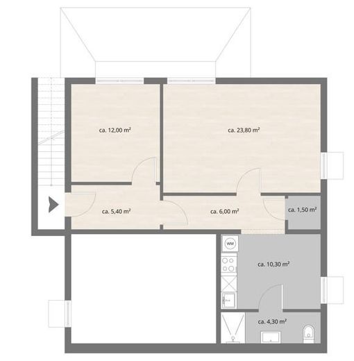 Stilvoll möblierte 2-Zimmer-Wohnung in Augsburg – komplett ausgestattet & sofort frei – Grundriss