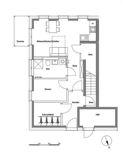 Jouw nieuwe thuis in het groen: nieuwbouwappartement met 2 kamers en tuin – Grundriss 45sqm