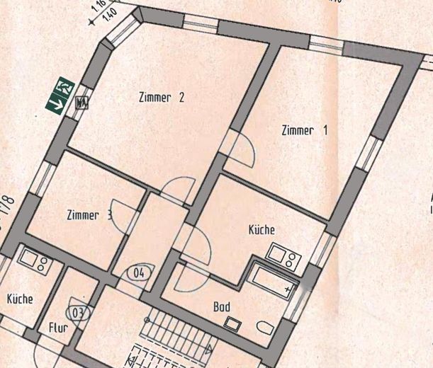Sanierte 3-Zimmer Wohnung nähe Innenstadt – Grundriss