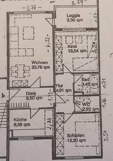 Grundriss mit Maßen