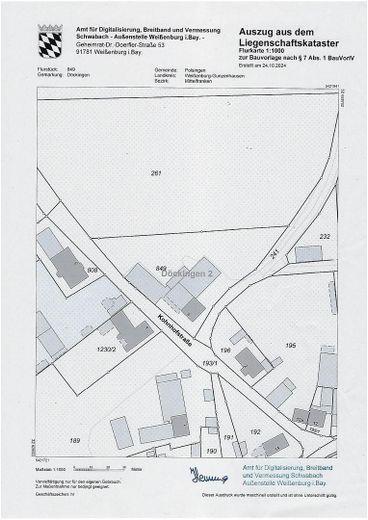 Lageplan-Katasterauszug