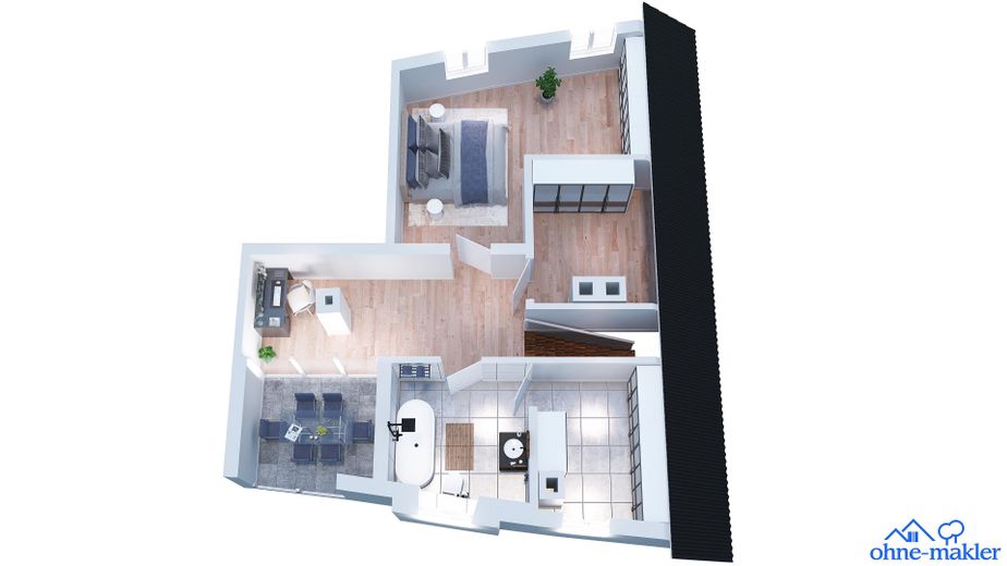 Besondere 5-Zimmer-Penthaus-Wohnung mit Balkon in der Altstadt von Bad Tölz – Grundriss 3. OG
