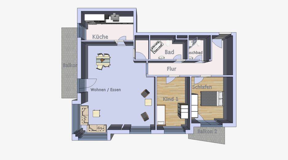 Grundriss - 3 Zimmer