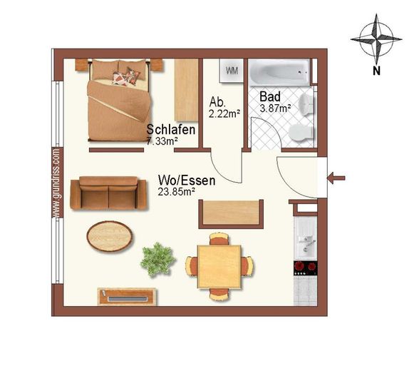 WOHNUNGSPAKET MIT 4 VERMIETETEN EIGENTUMSWOHNUNGEN + TG – Grundriss WE 23