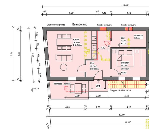 Eerste bewoning na kernrenovatie: lichte 2-kamerbeganegrondwoning met terras – Grundriss WE1