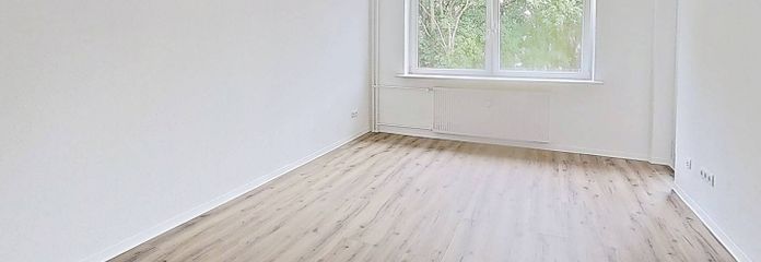 Moderne 2-Zimmer-Wohnung mit BALKON und einer durchdachten Raumaufteilung – Ansicht I: Wohn- und Esszimmer