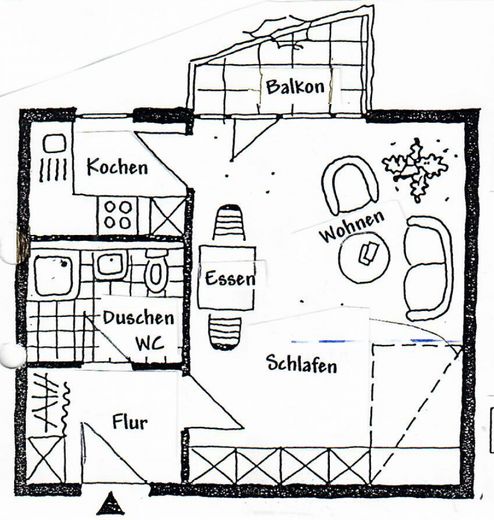 Schöne 1-Zimmer Wohnung in Wendlingen – Grundriss