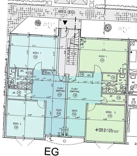 Perfektes Büro/Praxis im Zentrum von Witten – Grundriss (Einheit links)