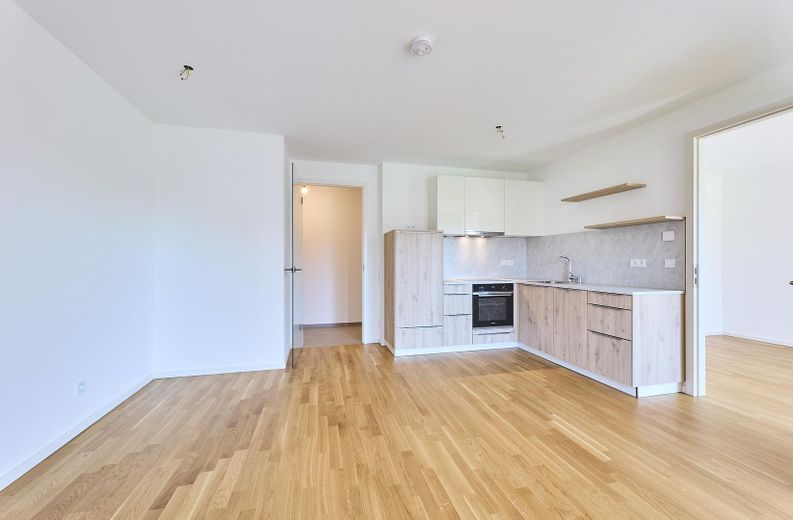 Neubau: Helle und ruhige Zwei-Zimmer-Wohnung mit luxuriöser Innenausstattung mit Balkon und EBK – Küche 5