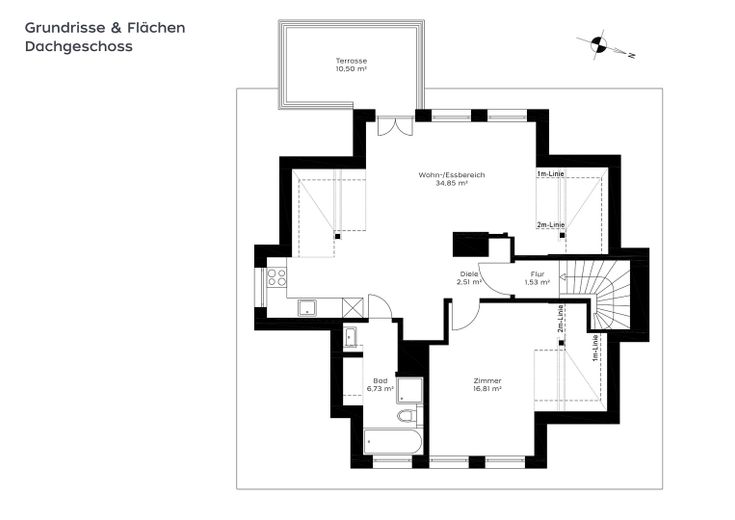 Wohnen + Kapitalanlage: Top gepflegtes, aufwendig saniertes 30er-Jahre-Haus in 1A-Lage Zehlendorf – Grundriss Dachgeschoss