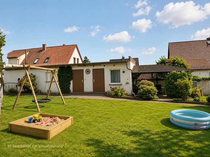 131 m² für Ihre Familie: 4 Schlafzimmer, 2 Bäder, 2 Garagen und keine Käuferprovision – Garten