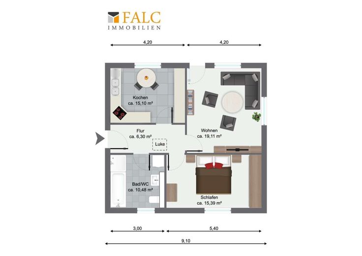 Gepflegter Bungalow auf großzügigem Grundstück - FALC Immobilien – Grundriss