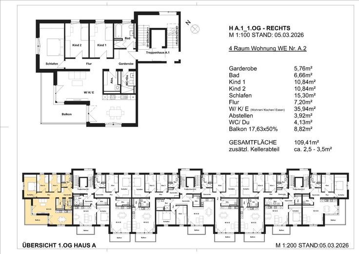 TRANQUILLO APPARTAMENTO DI 4 LOCALI AL 1° PIANO - PRIMA OCCUPAZIONE – Grundriss WE10