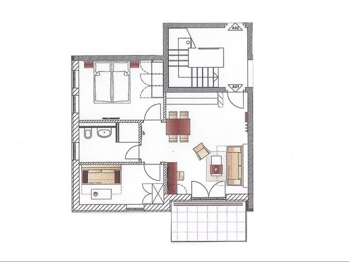 Gepflegte Ferienwohnung *nur 200m zum Strand* – Grundriss WE1