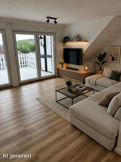 Traumblick übers Ennepetal mitten in Voerde – Wohnzimmer, KI-möbliert