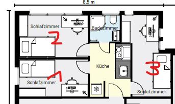 W pełni umeblowany, prywatny pokój w 3-osobowym mieszkaniu współdzielonym przez kobiety I od 01.11.2026 – Grundriss