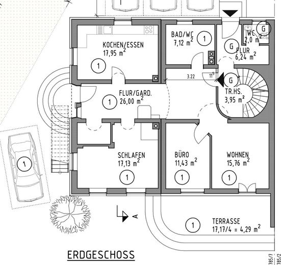 Viel Platz aufgeteilt in 2 Eigentumswohnungen in Chiemseenähe – EG Plan