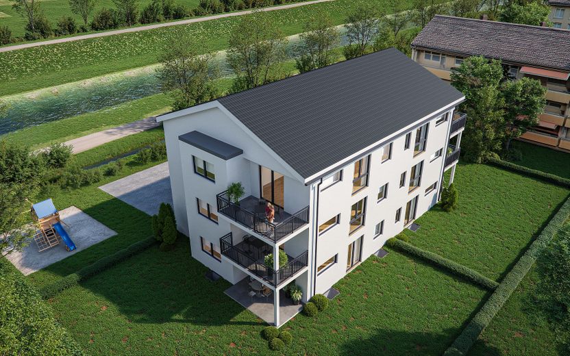Erstbezug: Barrierefreie Neubauwohnung im 1. OG mit großem Balkon in ruhiger Lage an der Elz (W4) – Außenansicht