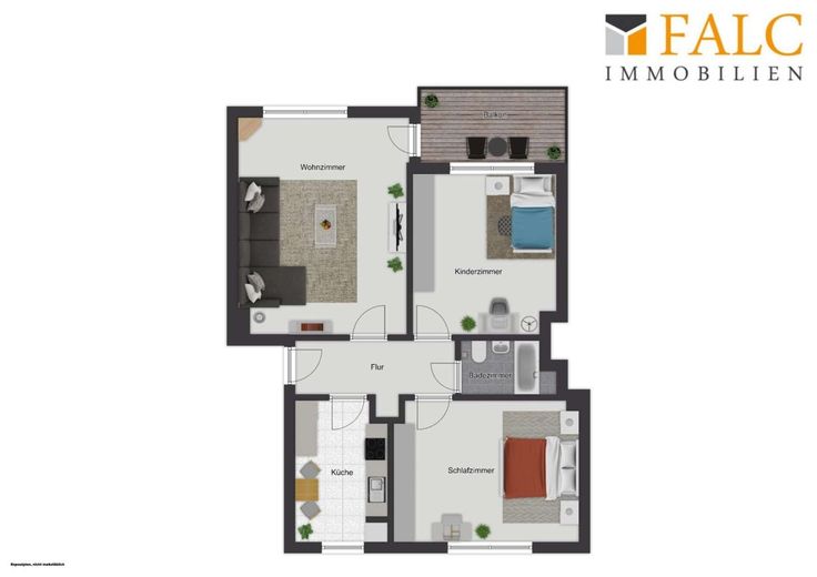 Vahrenwald- piso de 3 habitaciones con balcón en el 3er piso con bonita vista (sin ascensor) – Grundriss