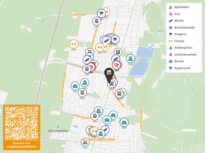 Zentral &amp; idyllisch 2 Zimmer mit Loggia, Blick ins Grüne – Lageplan