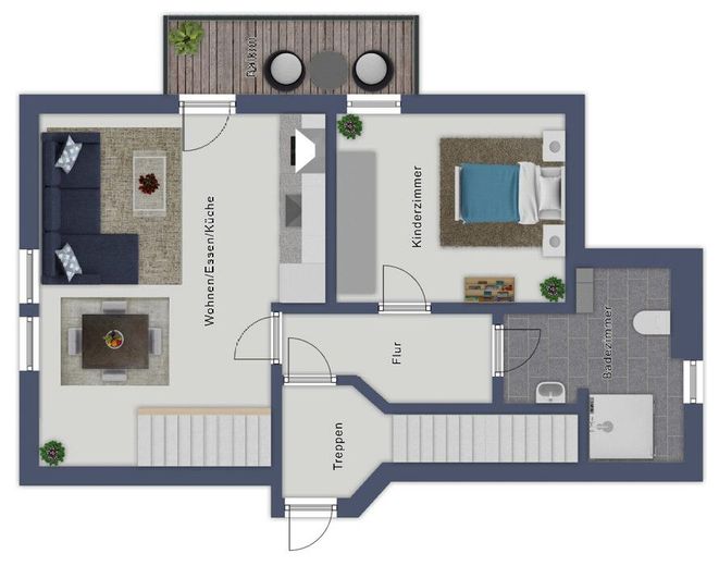 Ruhige Maisonettewohnung mit Balkon 
in Deichnähe – Grundriss