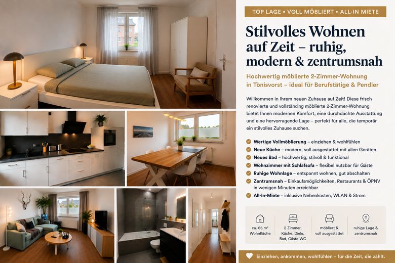 Stilvolles Wohnen auf Zeit hochwertig möblierte Wohnung, ruhig, modern & in Top-Lage, all-inclusive – Collage Wohnen auf Zeit