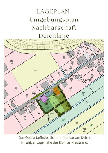 Reetdachhaus nahe Krautsand mit Garten – weitere Immobilie & Baugrundstück optional ⭐ – Umgebungsplan